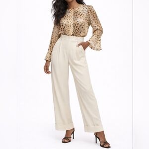 LAFAYETTE 148 Silk Leopard Print Button Front Blouse | M | Sheer Quiet Luxury